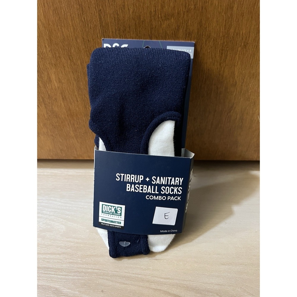 DSG Stirrup Socks and Sanitary Baseball/Softball Socks Combo Pack Medium Navy M